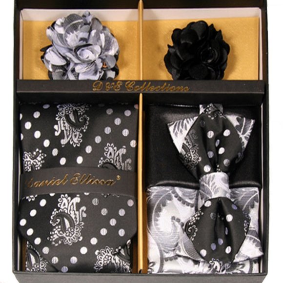 Daniel Ellissa Black Silver Bow & Neck Tie 6 Set